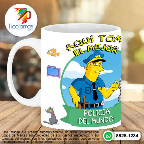 Jarras Personalizadas Aquí toman los Simpsons - Policia 3