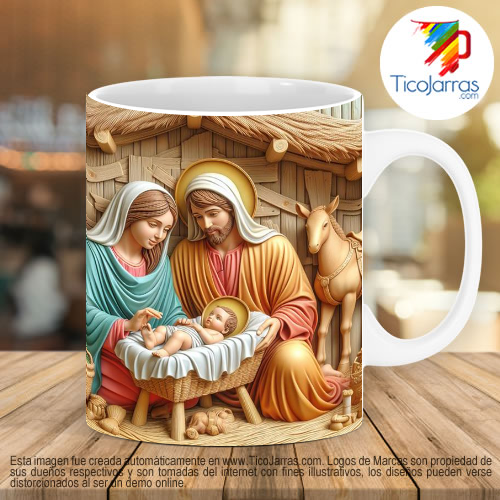 Tazas Personalizadas en Costa Rica Pesebre María, José y el niño Jesús