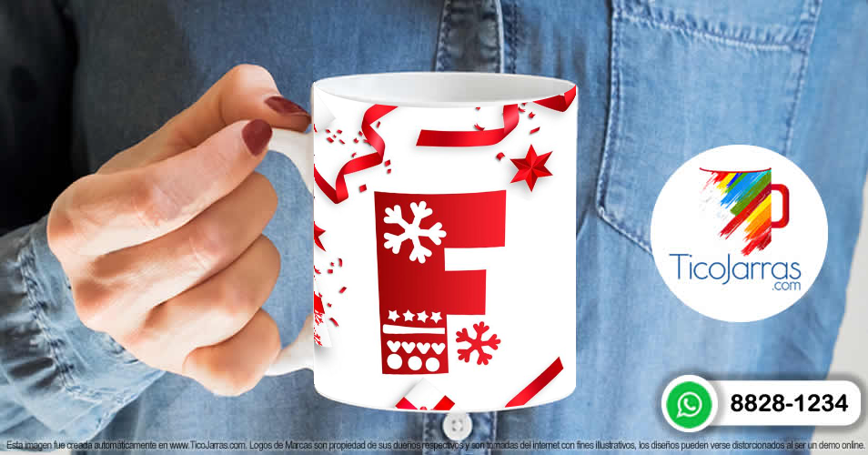 Artículos Personalizados Taza Navideña con letra F