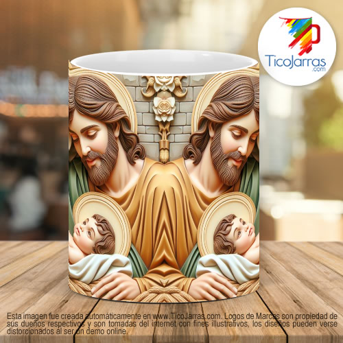 Tazas Personalizadas Pesebre, José María y el niño Jesús