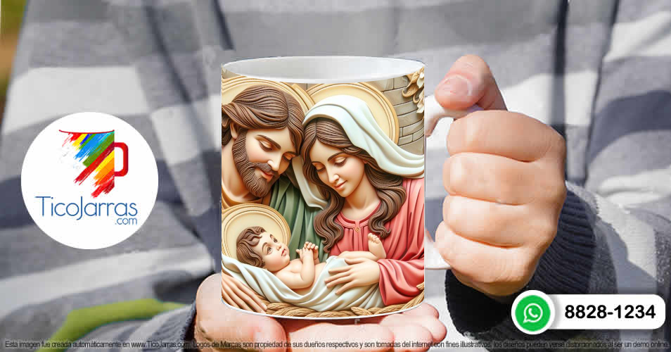 Tazas Personalizadas en Costa Rica Pesebre, José María y el niño Jesús