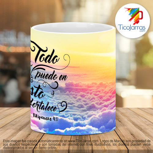 Tazas Personalizadas Todo lo puedo en Cristo que me fortalece