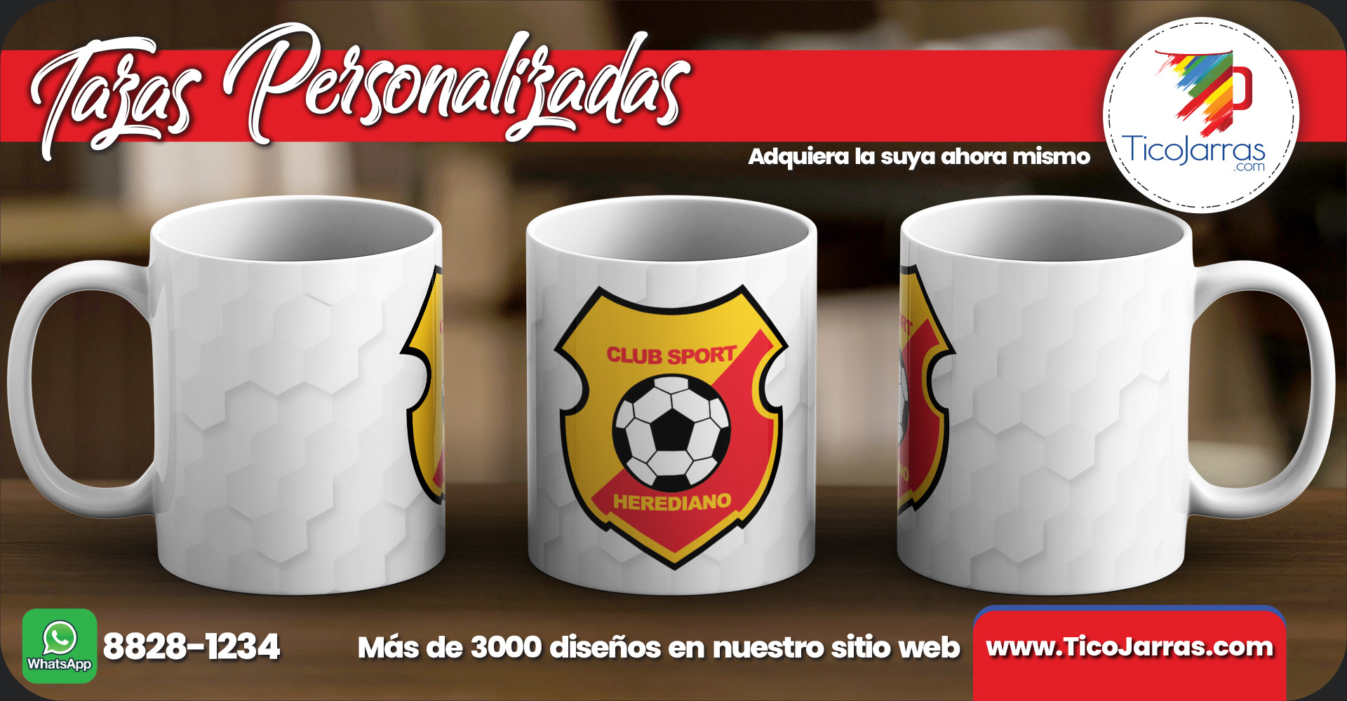 Tazas Personalizadas Herediano fondo Hexagonal