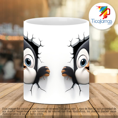 Tazas Personalizadas Taza con cara de pingüino 3 d