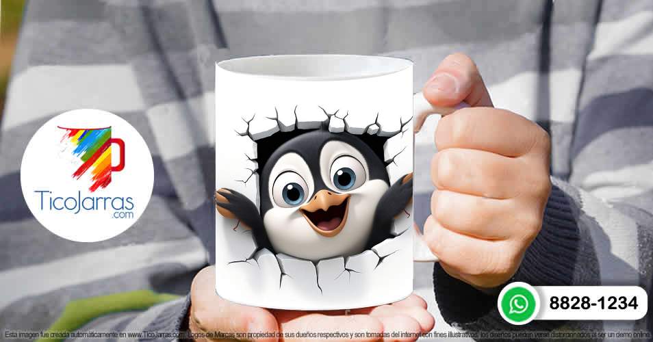 Tazas Personalizadas en Costa Rica Taza con cara de pingüino 3 d