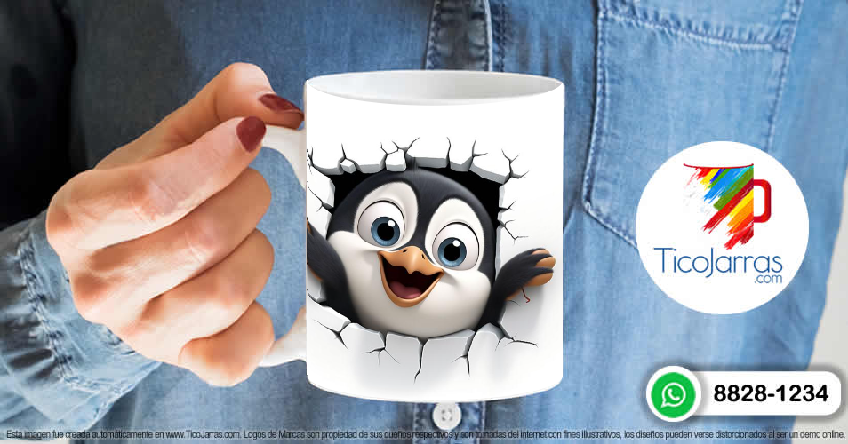 Artículos Personalizados Taza con cara de pingüino 3 d