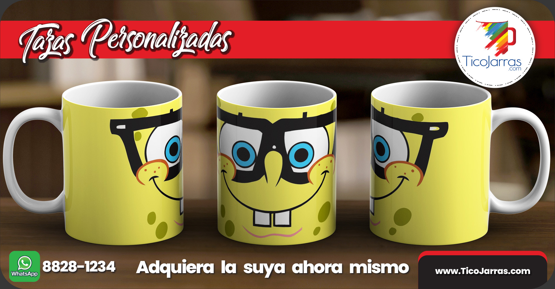 Tazas Personalizadas Bob Sponja con lentes