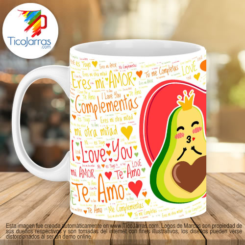 Jarras Personalizadas I love you Aguacate, Avocado