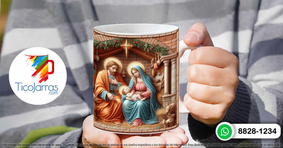 Tazas Personalizadas en Costa Rica Nacimiento 3D Jesus, María y el niño