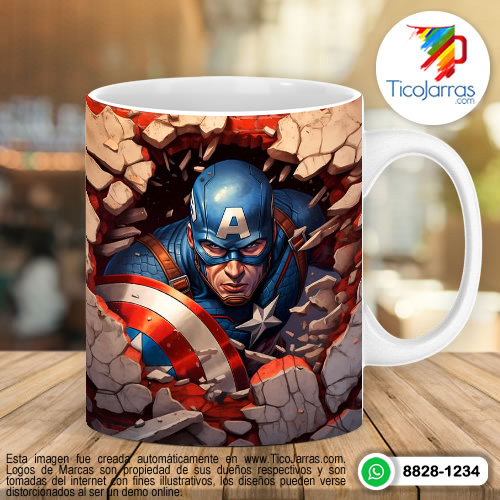 Tazas Personalizadas en Costa Rica Capitan America 3D