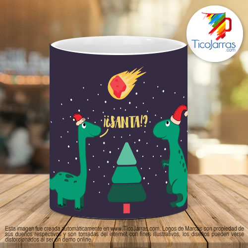 Tazas Personalizadas Santa Navidad Dinosaurios