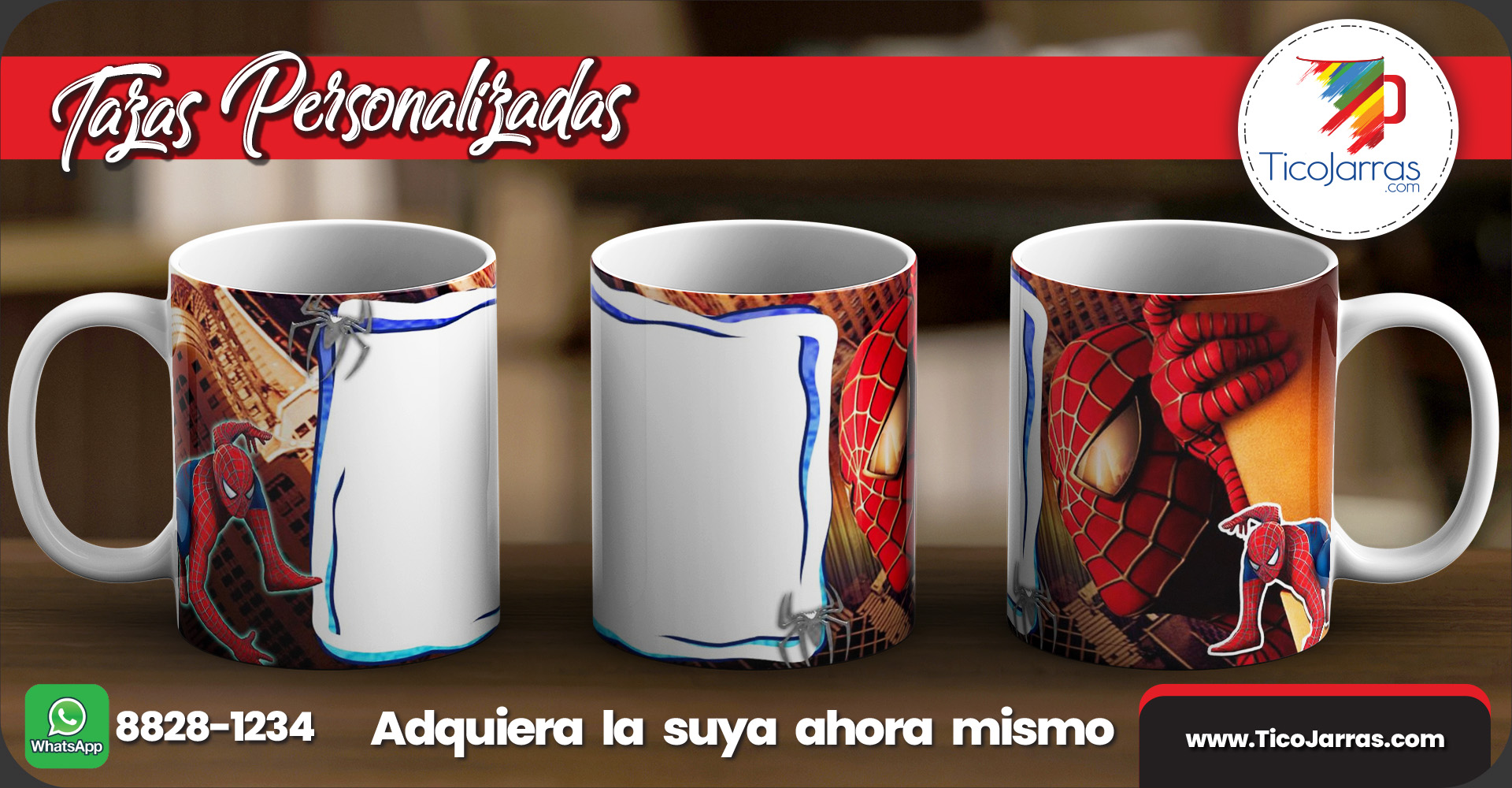 Tazas Personalizadas Spider man con foto personalizada