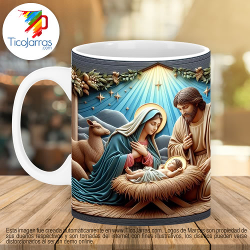 Jarras Personalizadas Navidad - Pesebre 3d - Nacimiento de Jesús