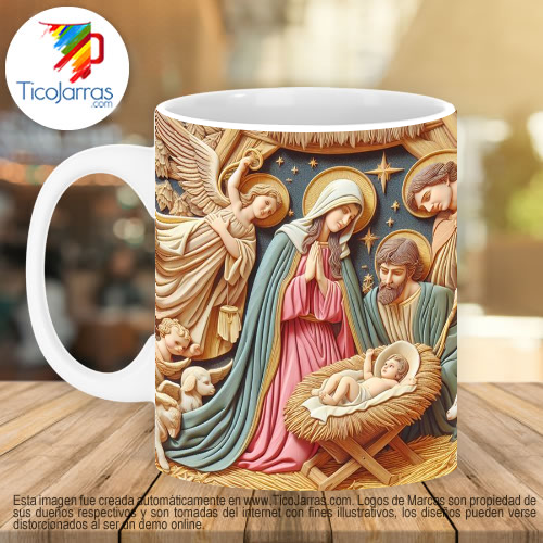 Jarras Personalizadas Navidad - Pesebre 3d - Nacimiento de Jesús