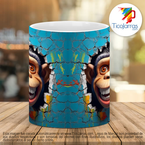 Tazas Personalizadas Taza con cara de mono 3D