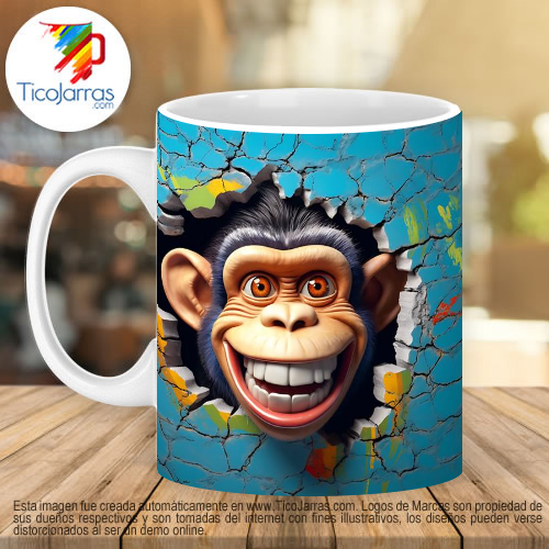 Jarras Personalizadas Taza con cara de mono 3D