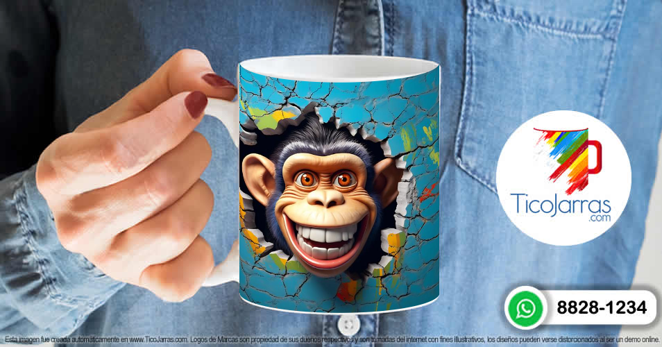 Artículos Personalizados Taza con cara de mono 3D