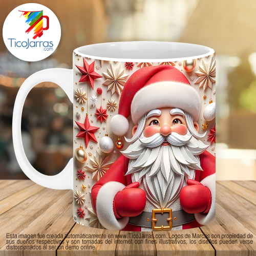 Jarras Personalizadas Navidad Santa 3D