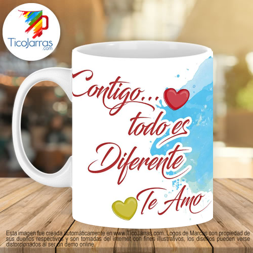 Jarras Personalizadas Contigo todo es diferente Te Amo