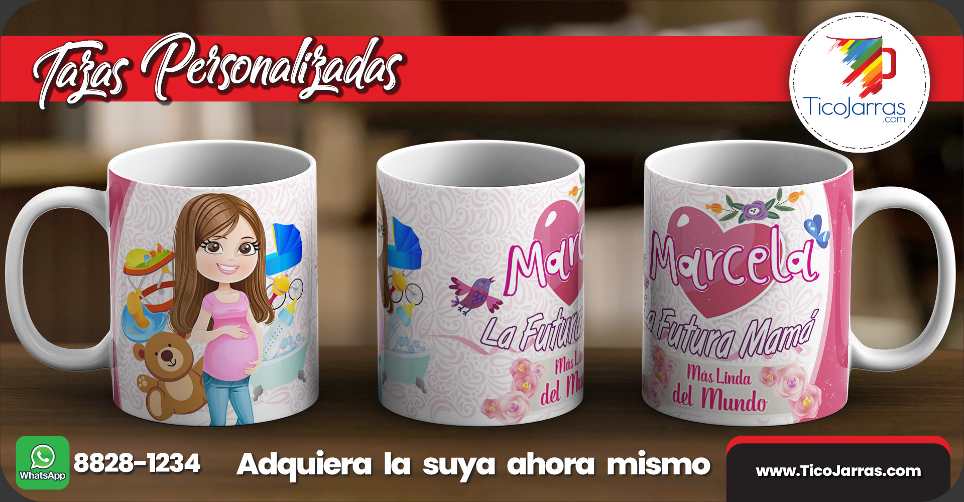 Tazas Personalizadas La futura Mamá, Nombre personalizdo