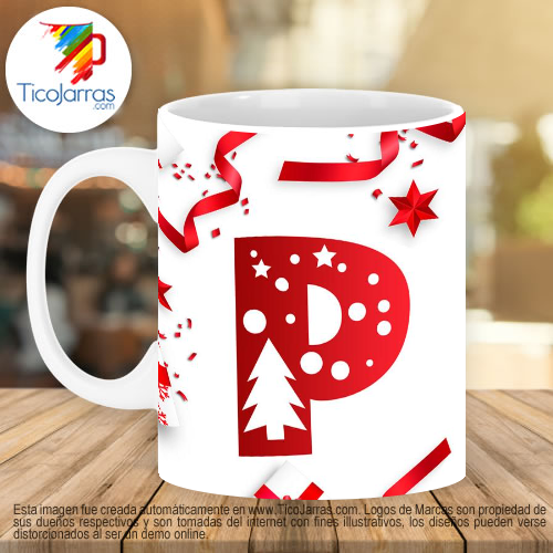 Tazas Personalizadas en Costa Rica Taza Navideña con letra P