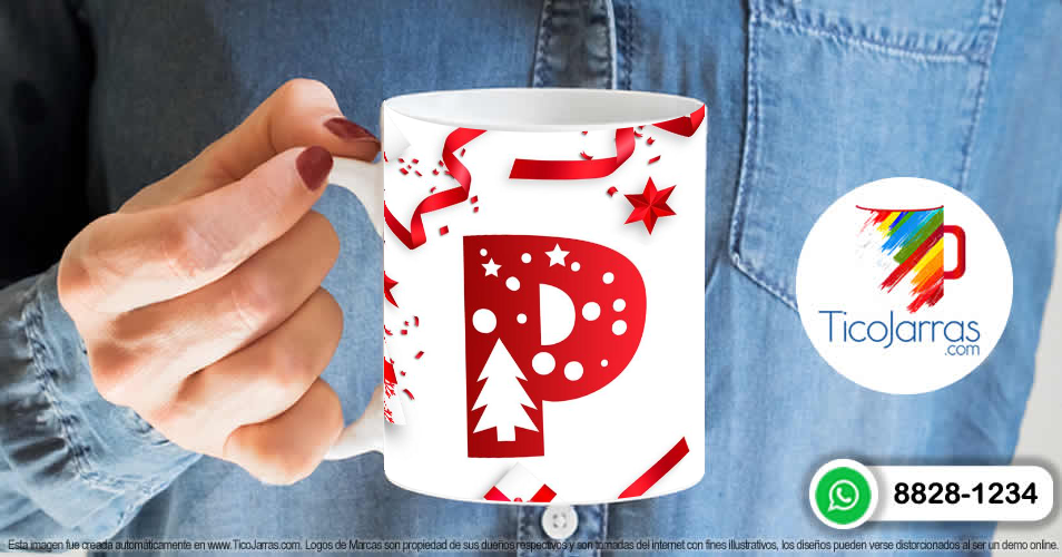 Artículos Personalizados Taza Navideña con letra P