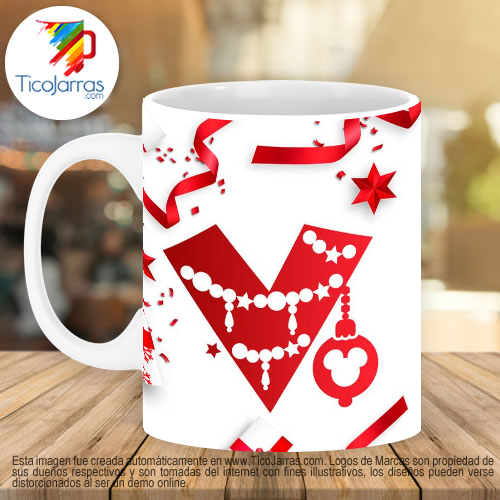 Jarras Personalizadas Taza Navideña con letra V