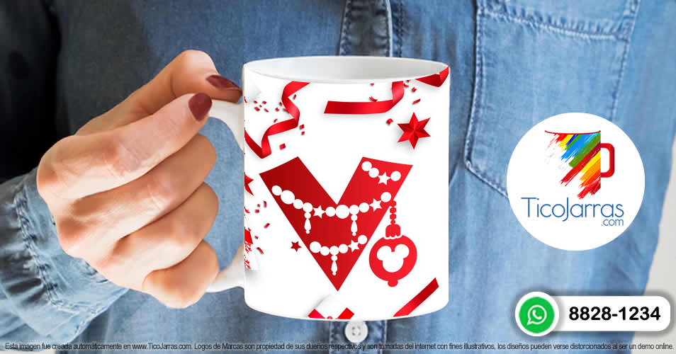 Tazas Personalizadas en Costa Rica Taza Navideña con letra V